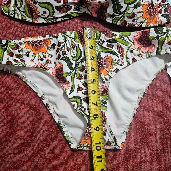 Antonio Melani Floral Twist Bandeau Bikini Set Large 2 Piece Retro Floral Print - Picture 9 of 9